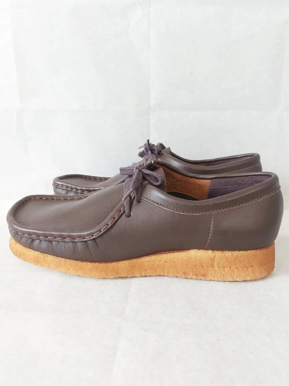 VTG Simpson's Men Natural Lace Crepe Rubber Moc Toe Shoes Size 8 D Brown Leather